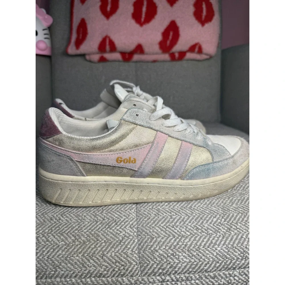 Gola Superslam Blaze Metallic Gold Pastel Sneakers CLB334 Womens 9.5 Low Top